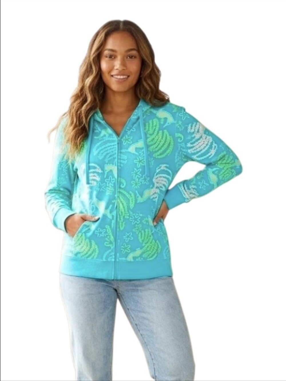 Sun Bay Blue and Green Seascape Hoodie